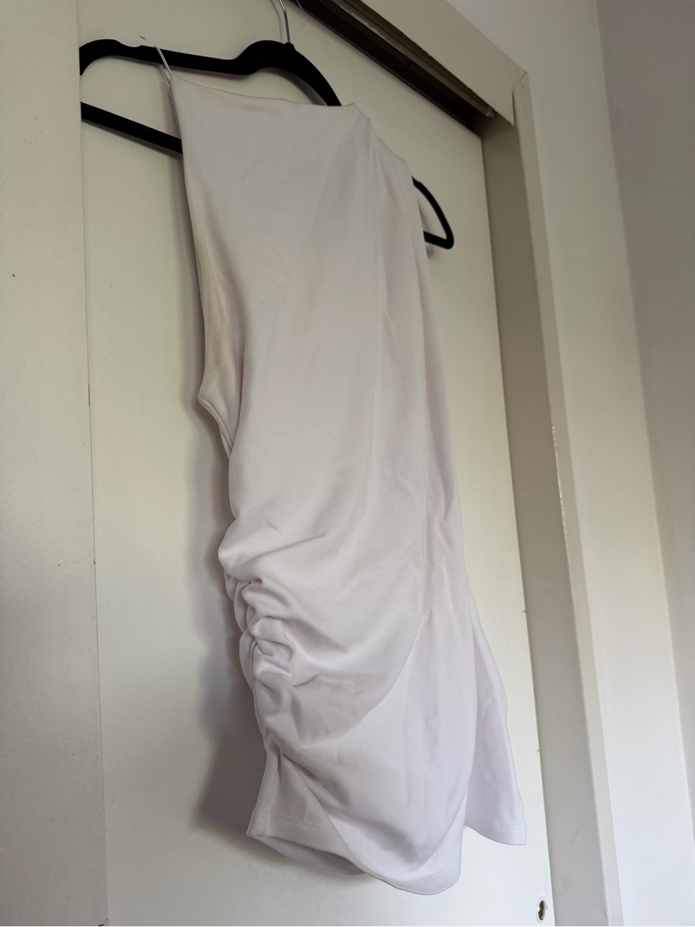 Zara White Sleeveless Ruched Side Tank Top